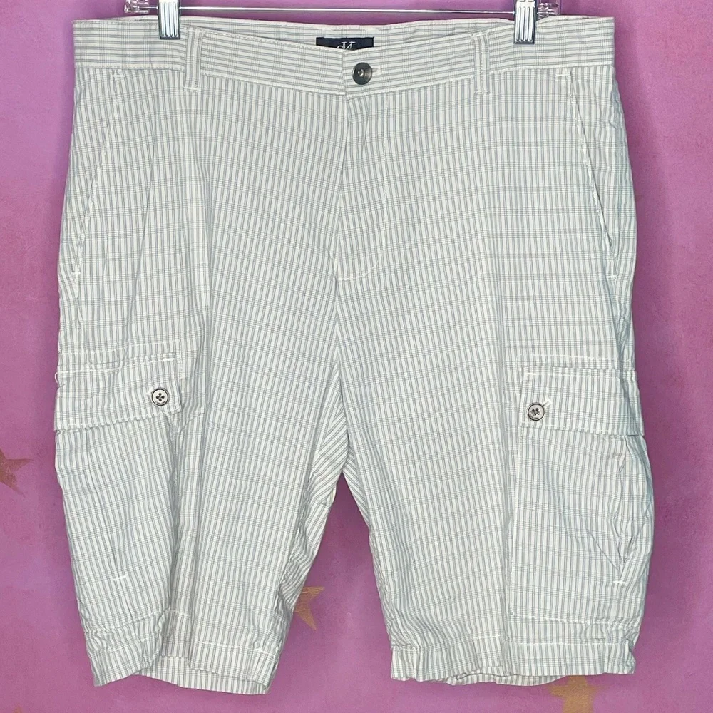 Calvin Klein Plaid Cotton Cargo Shorts Men’s Size 34 Resort Wear Preppy Coastal